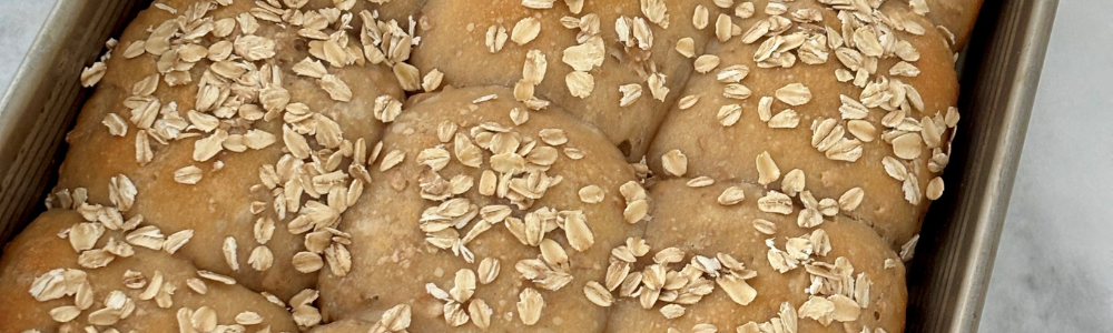 Soft Sourdough Honey & Oat Dinner Rolls