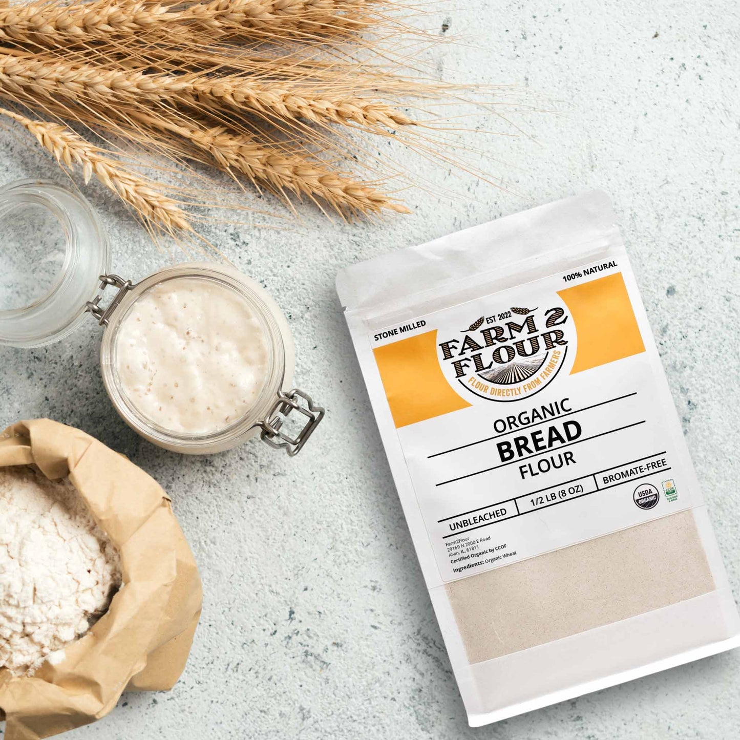 Farm2Flour Organic Bread Flour Display